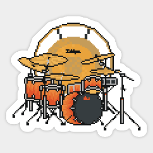 Pixel Flames Drums Sticker